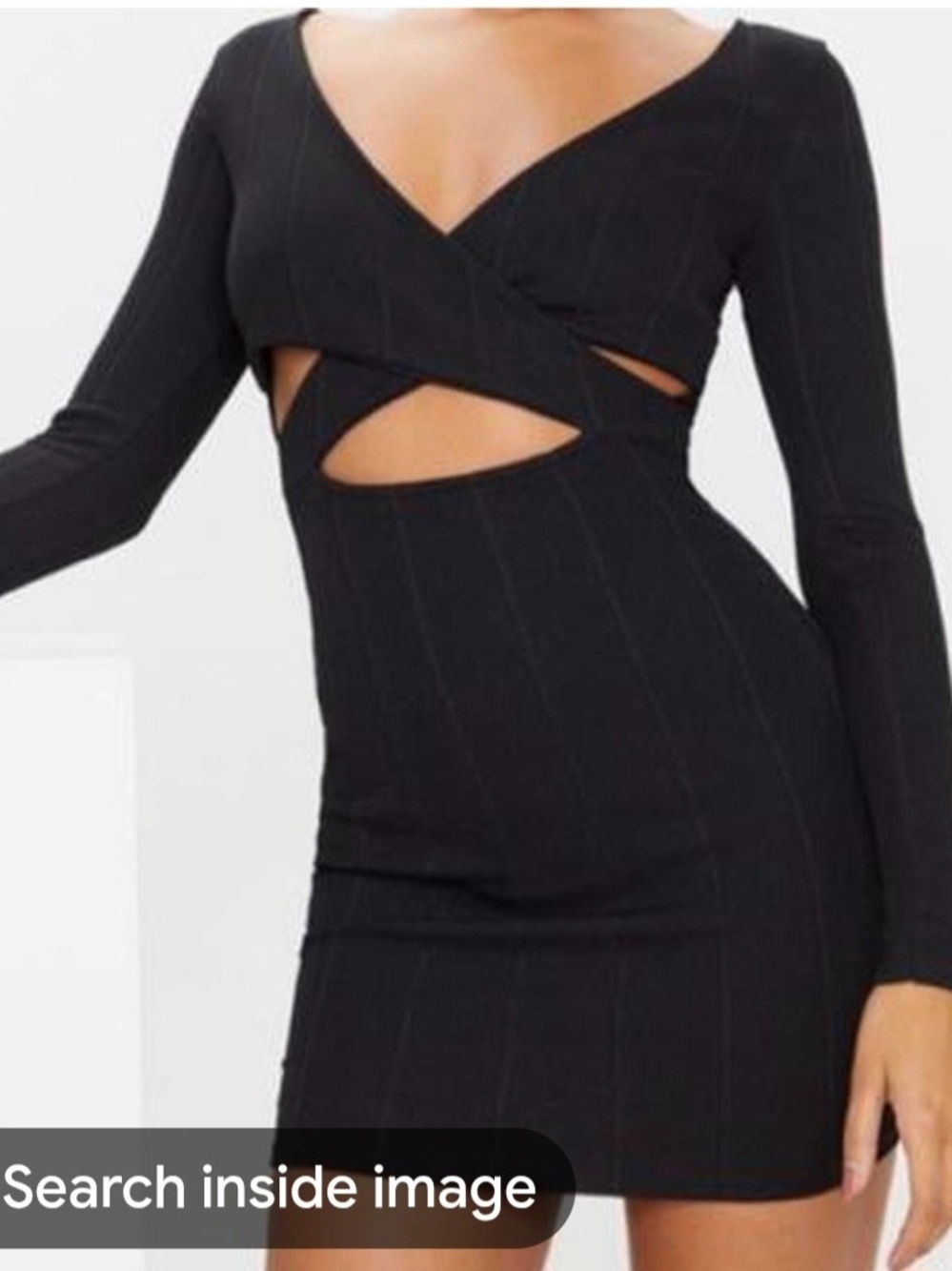 Long Sleeve Black Cutout Bodycon Dress